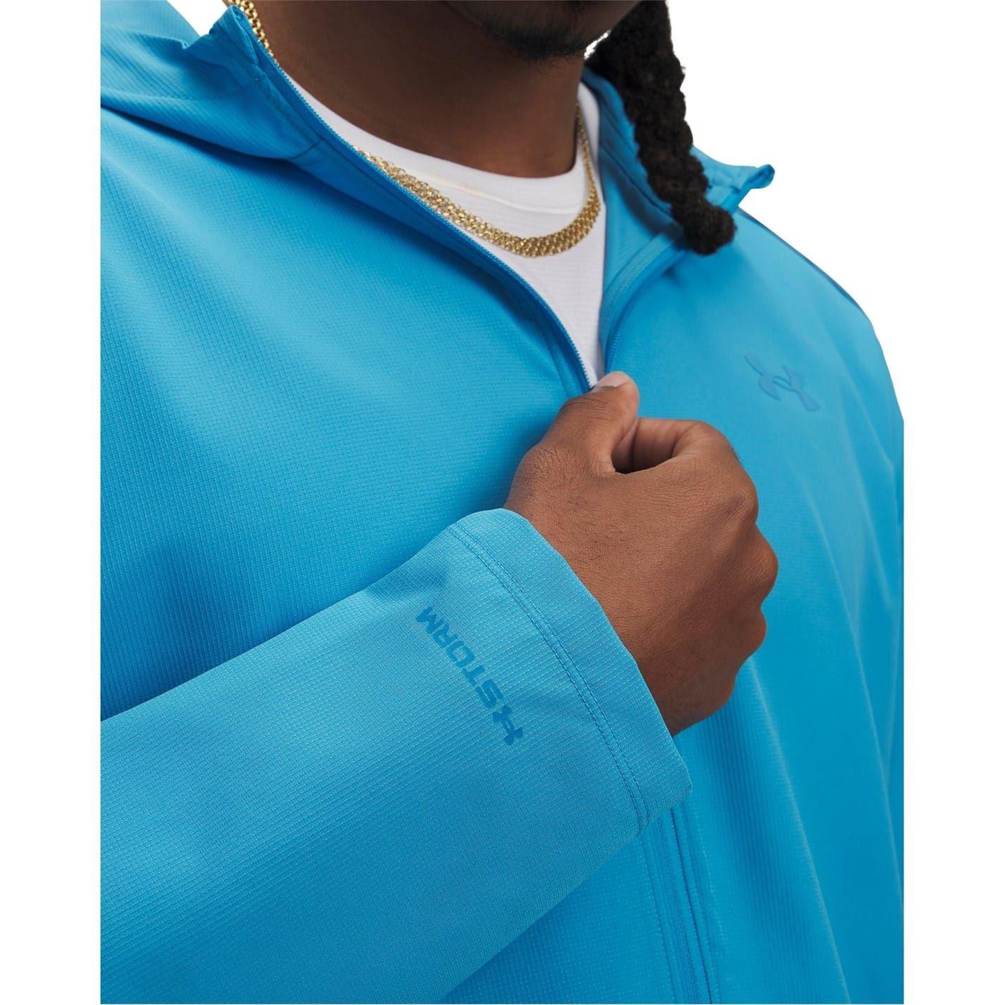 Blue - Side - Under Armour Mens Storm Hooded Jacket