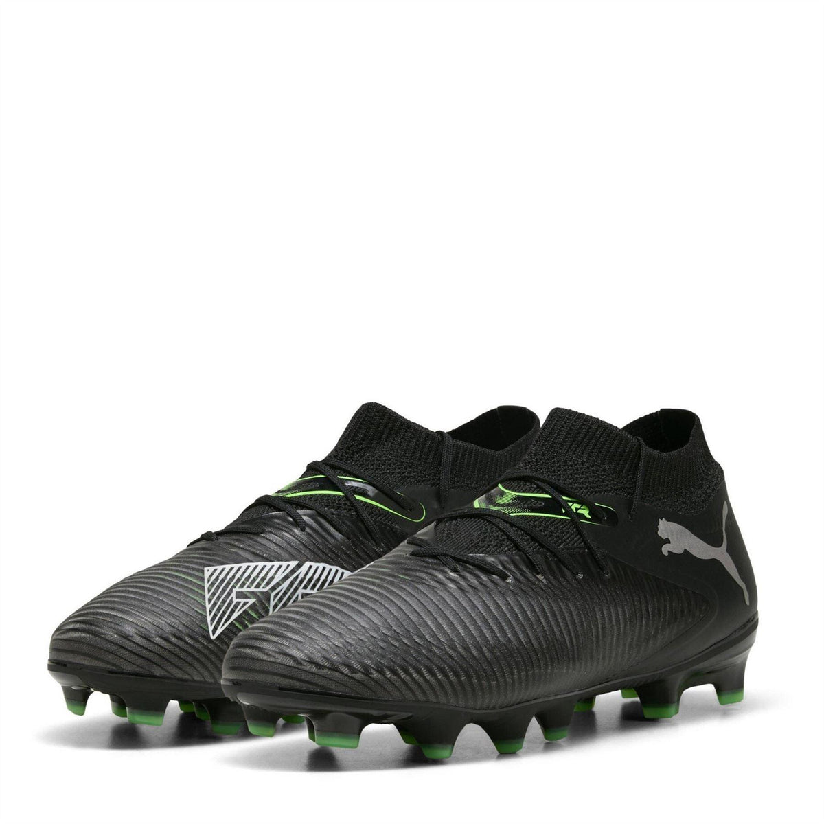 Black-Green - Front - Puma Childrens-Kids Future 8 Pro Artificial Ground Football Boots