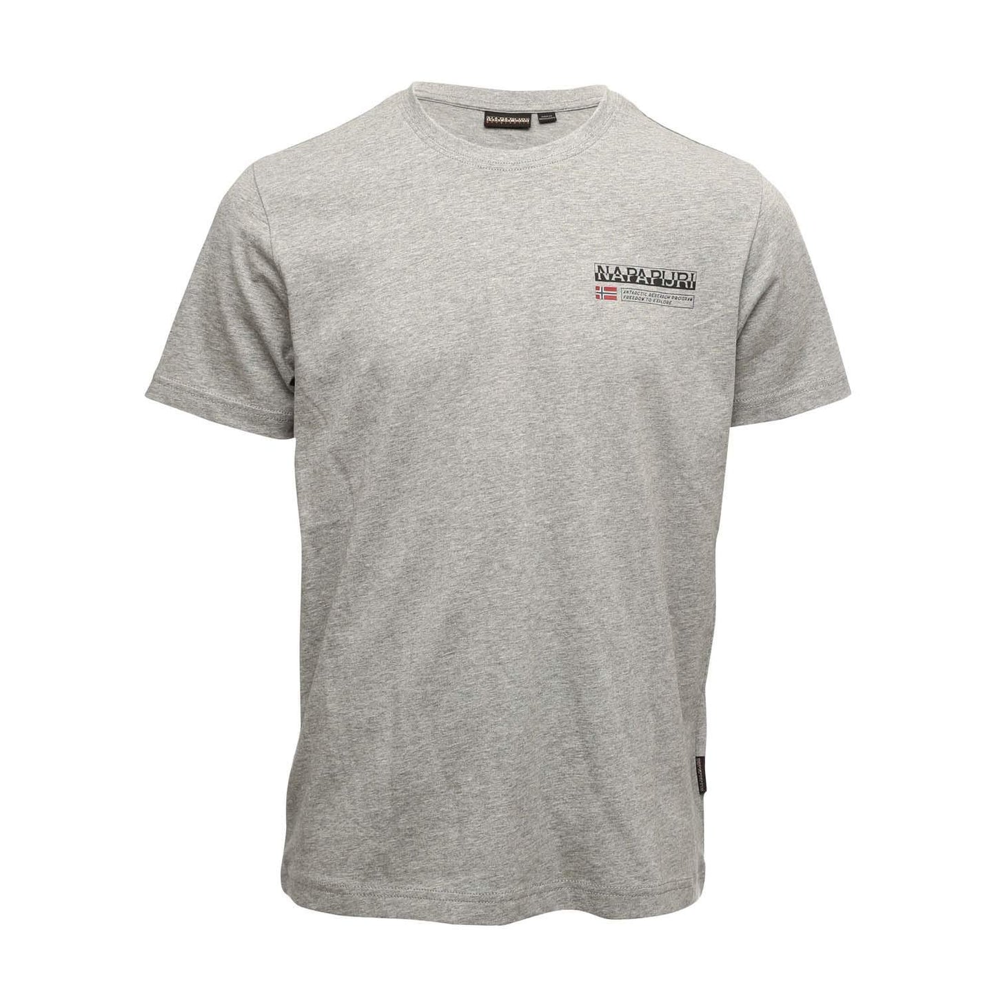 Grey Marl - Front - Napapijri Mens Kasba Logo Crew Neck T-Shirt