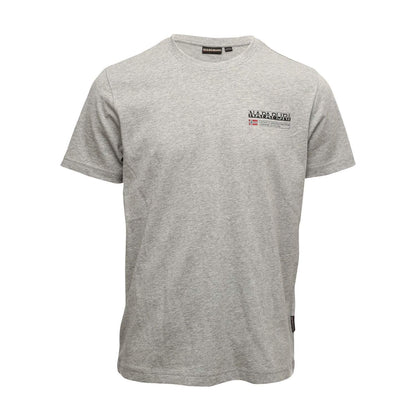 Grey Marl - Front - Napapijri Mens Kasba Logo Crew Neck T-Shirt