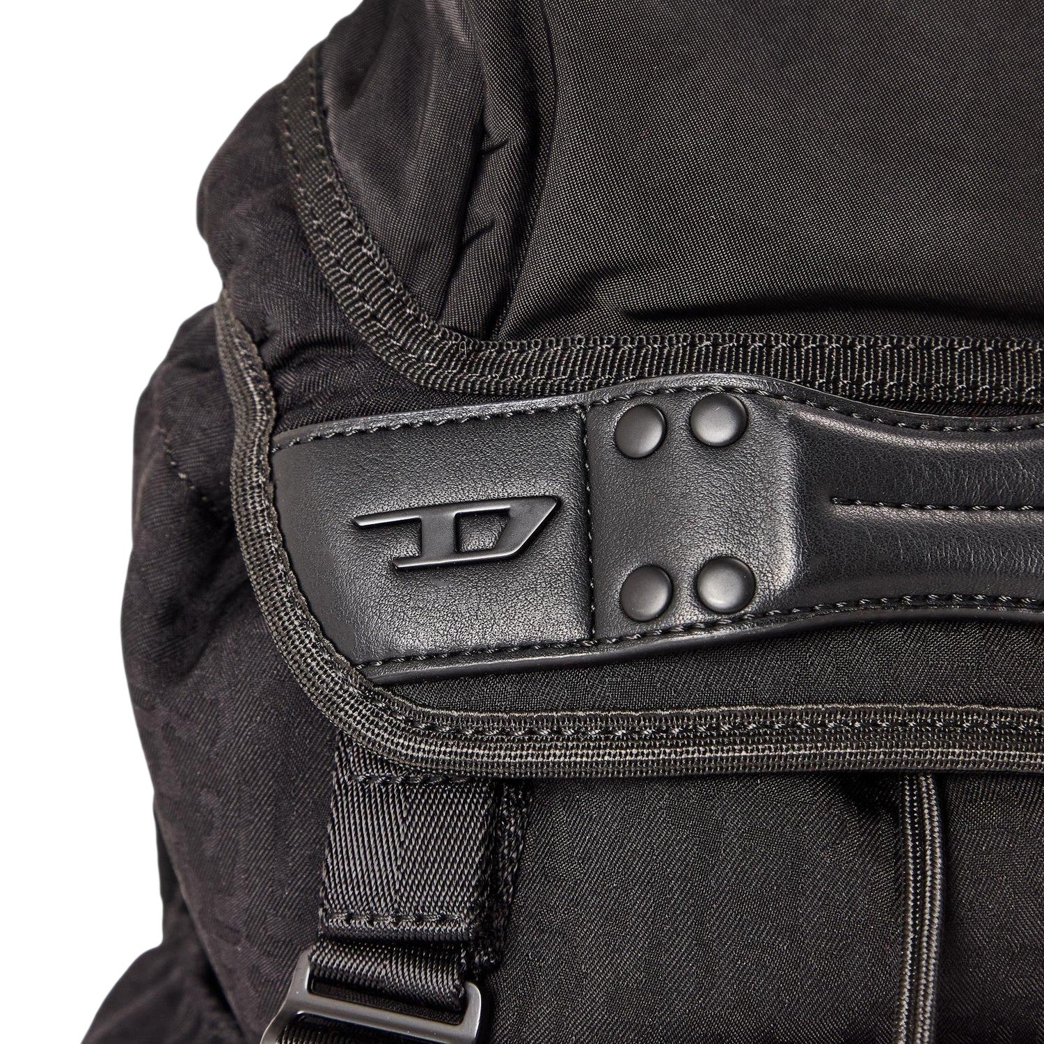 Black - Side - Diesel Monogram Jacquard Rucksack