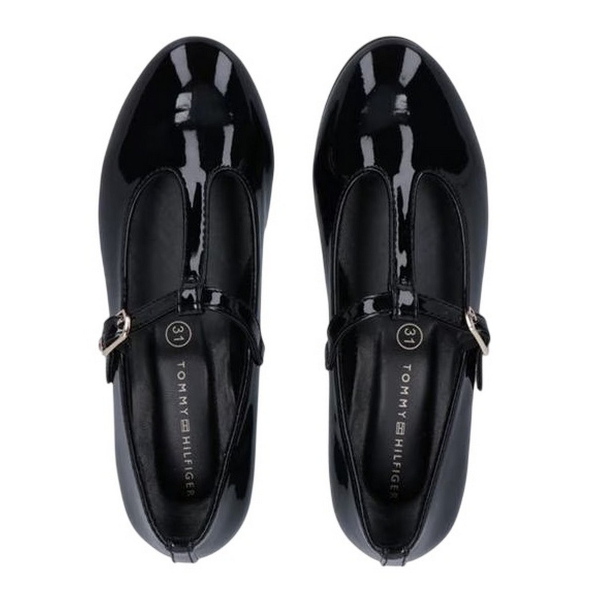 Black - Side - Tommy Hilfiger Girls T-Bar Flat Pumps