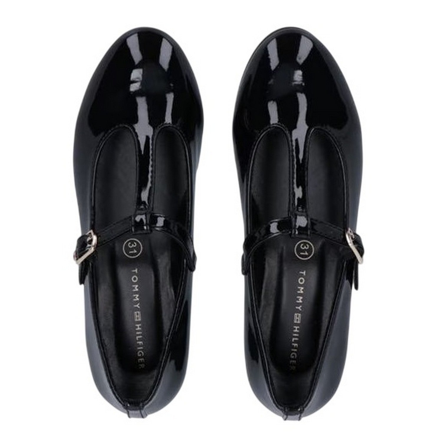 Black - Side - Tommy Hilfiger Girls T-Bar Flat Pumps