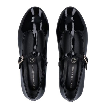 Black - Side - Tommy Hilfiger Girls T-Bar Flat Pumps