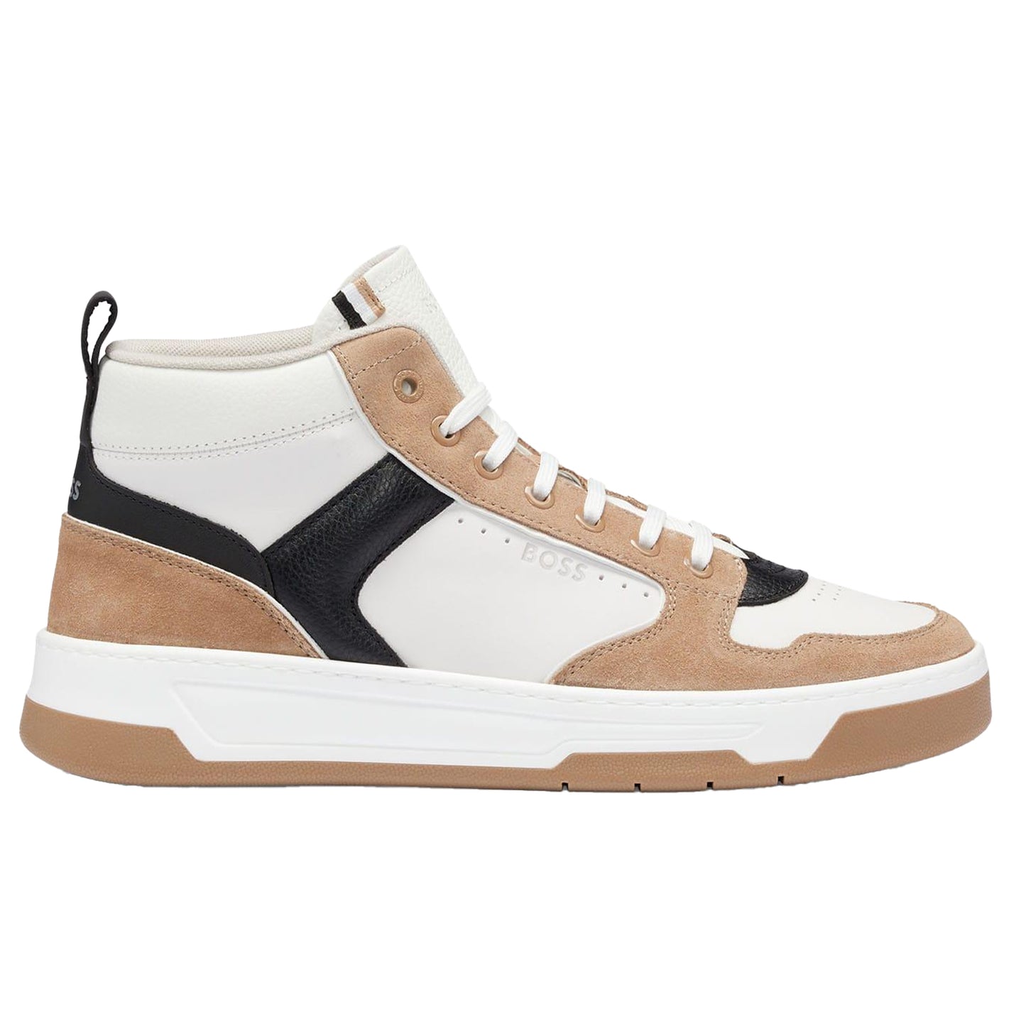 Brown-Black-White - Back - Boss Mens Baltimore Leather Trainers