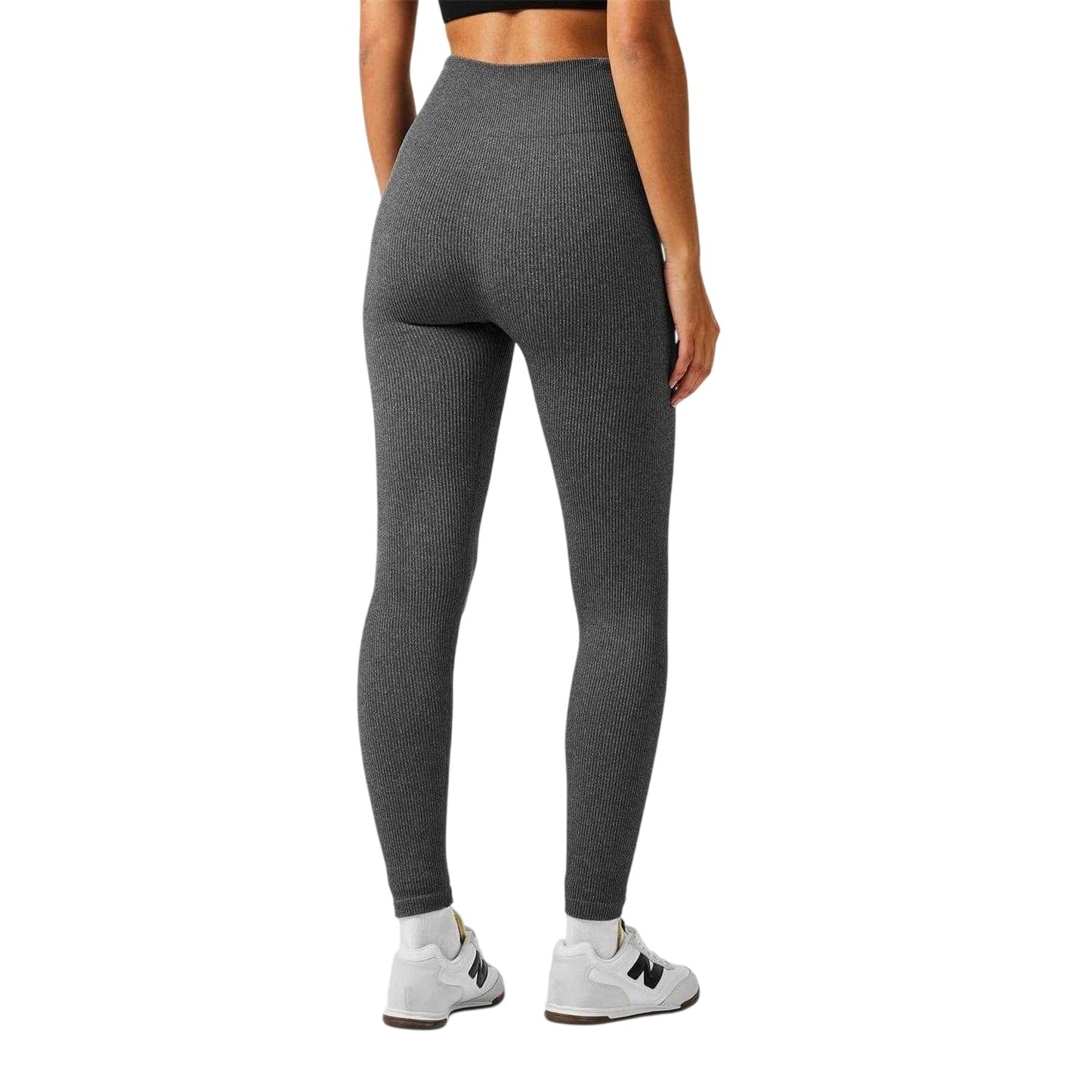 Espresso Marl - Back - USA Pro Womens-Ladies Ribbed High Waist Leggings