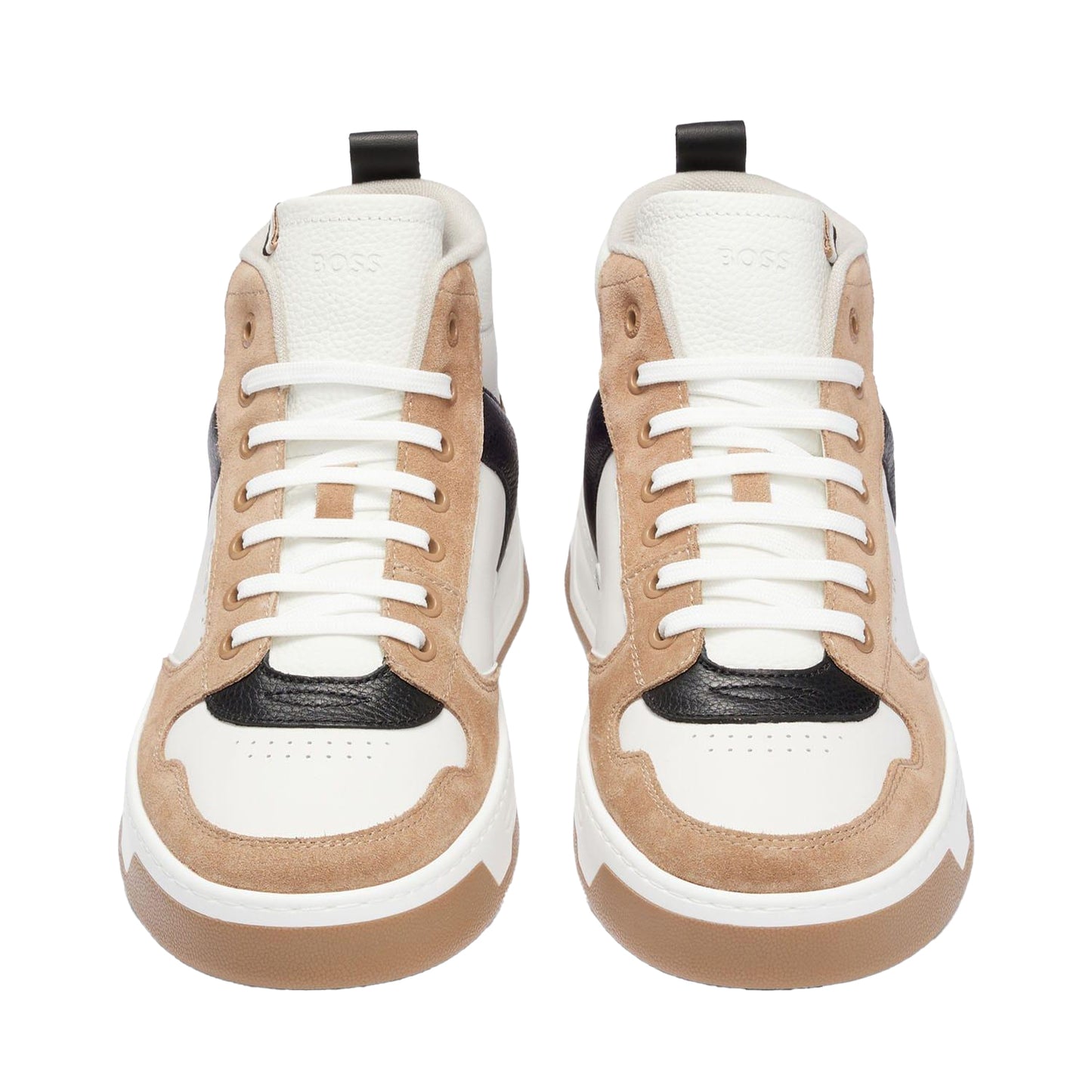 Brown-Black-White - Front - Boss Mens Baltimore Leather Trainers