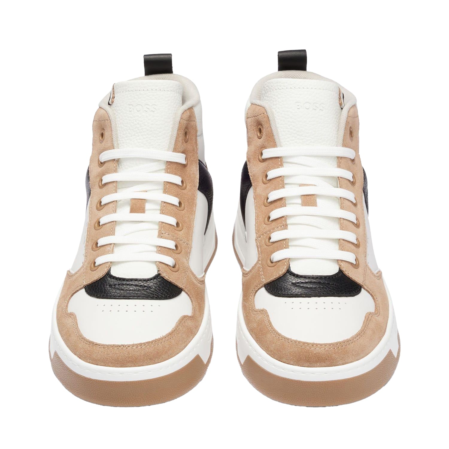Brown-Black-White - Front - Boss Mens Baltimore Leather Trainers