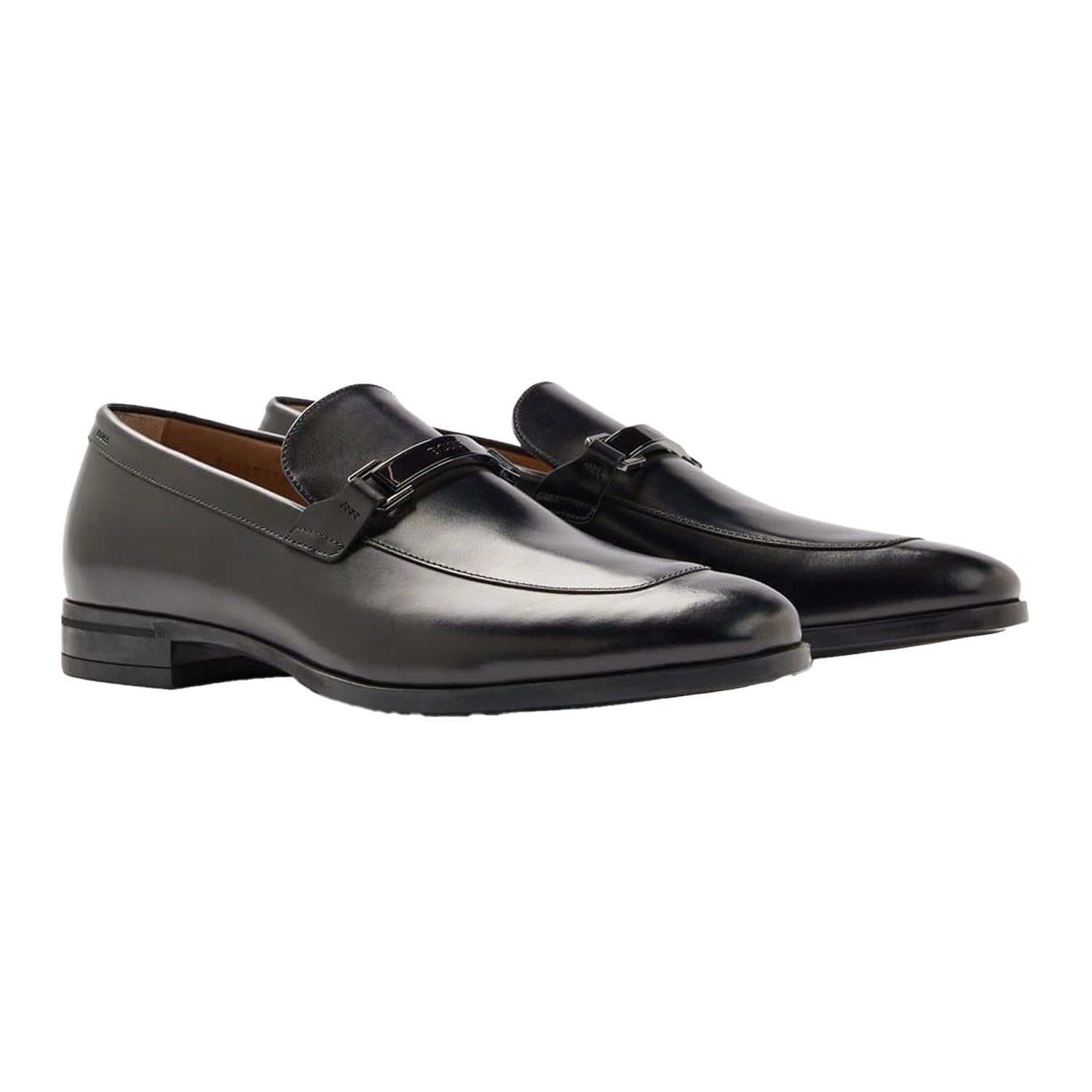 Black - Side - Boss Mens Kensington Leather Loafers