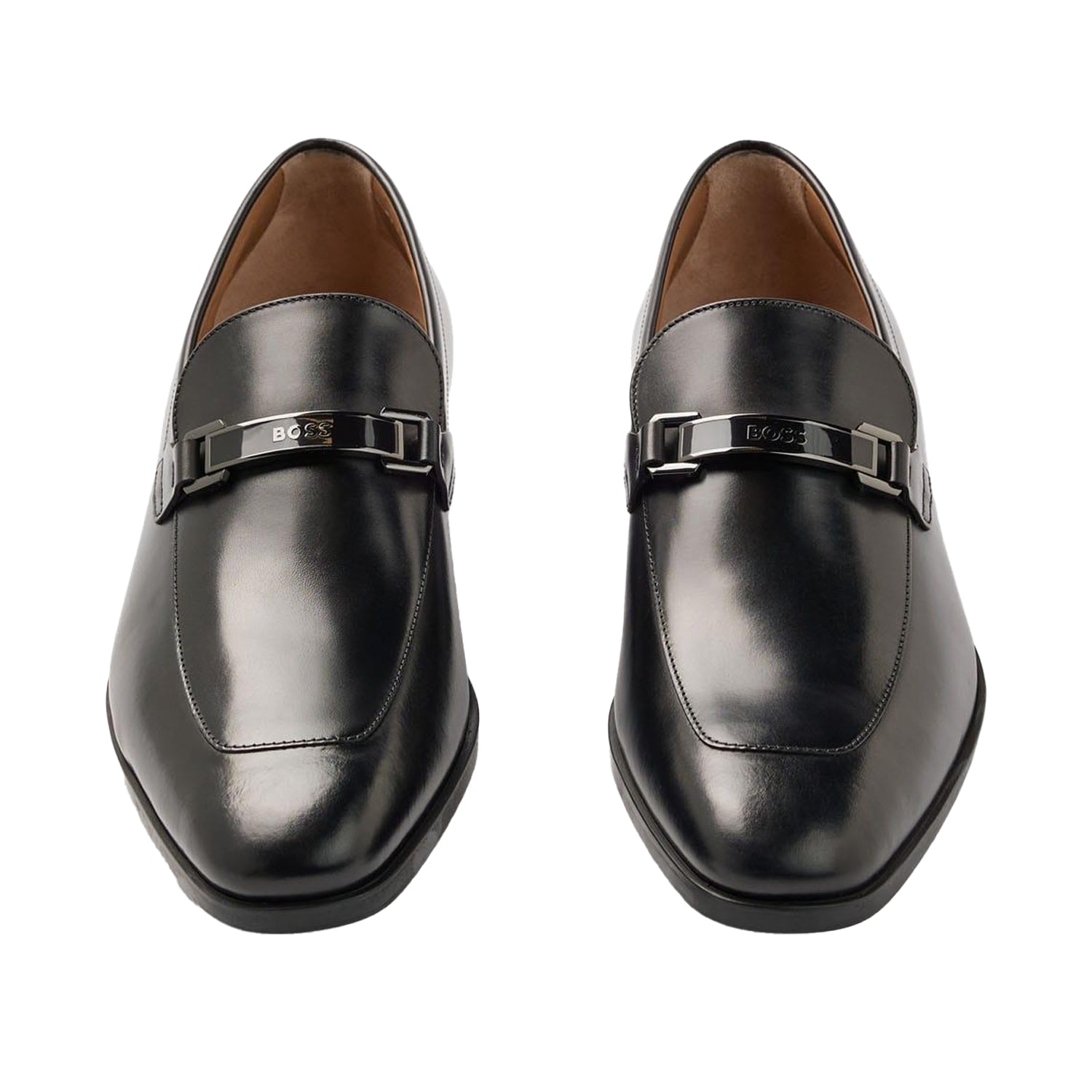 Black - Front - Boss Mens Kensington Leather Loafers