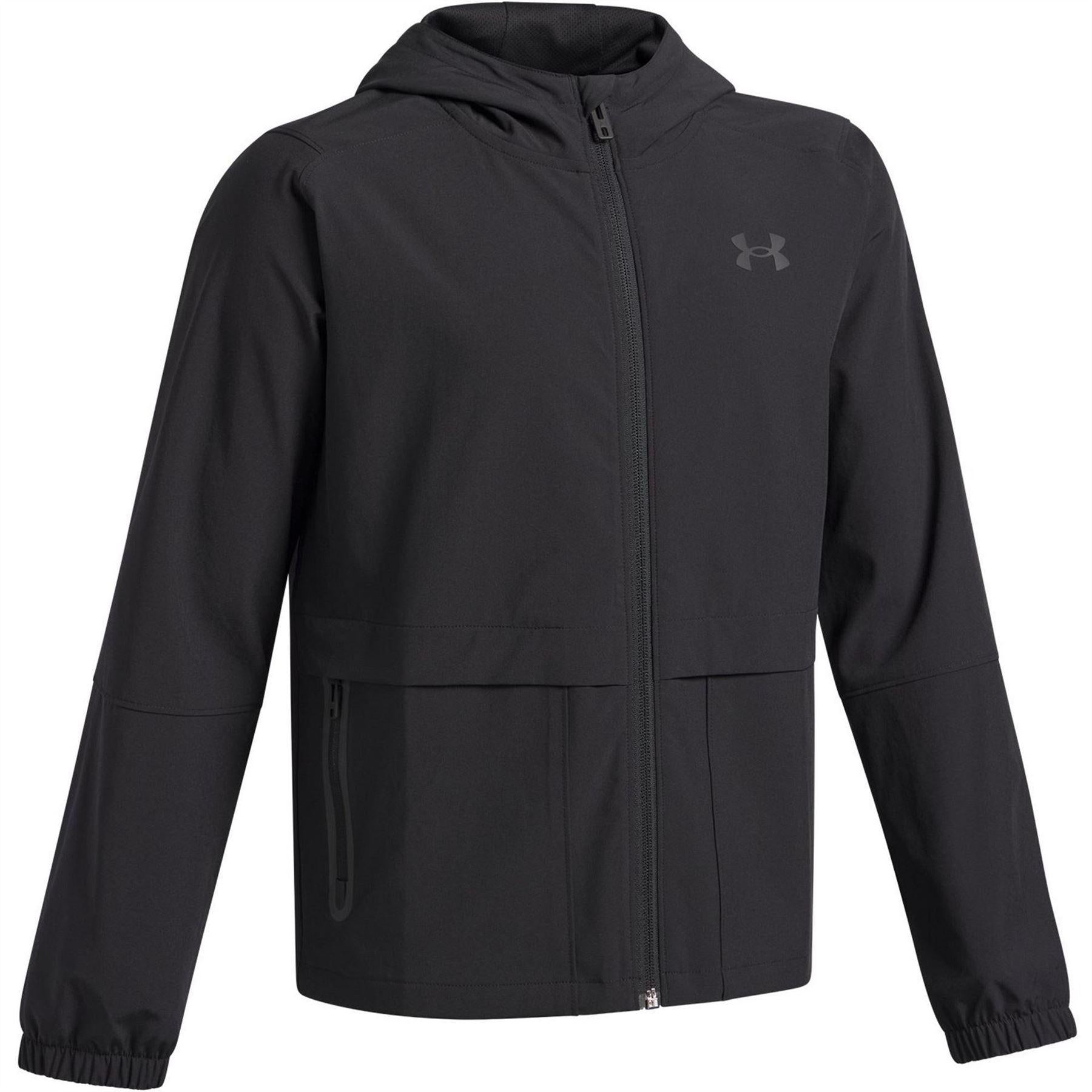 Black - Side - Under Armour Childrens-Kids Unstoppable Hooded Jacket