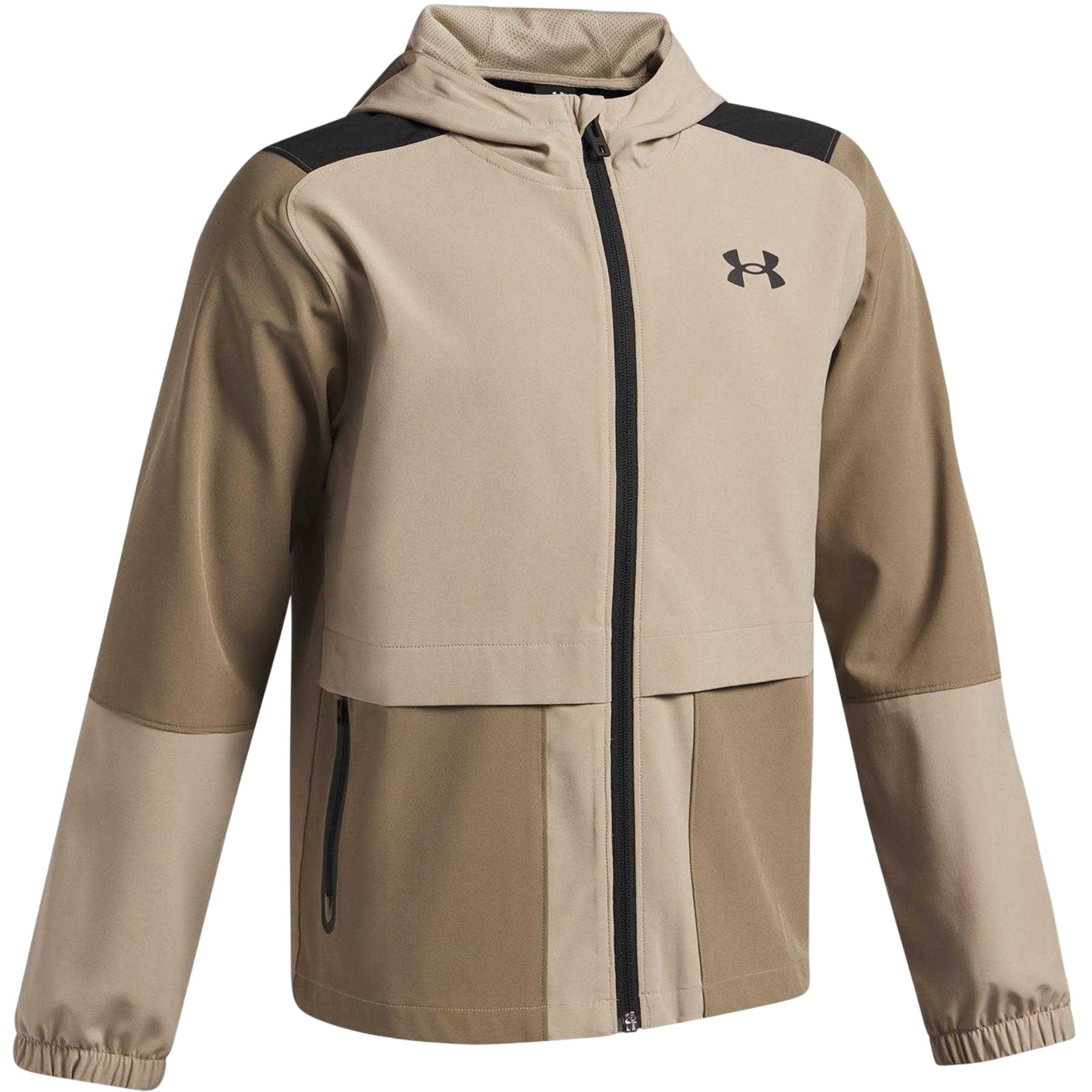 Khaki - Side - Under Armour Childrens-Kids Unstoppable Hooded Jacket