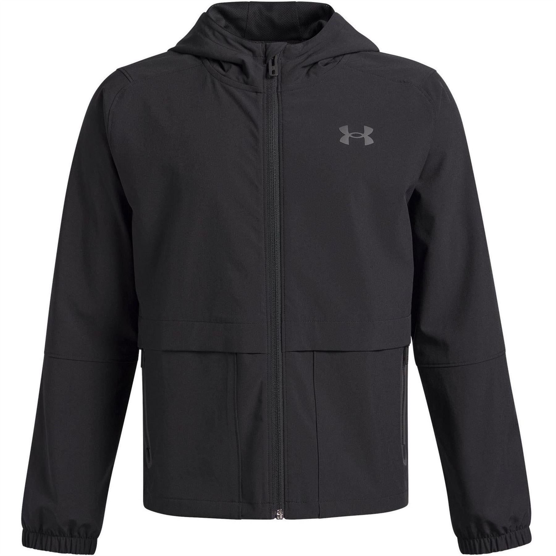 Black - Front - Under Armour Childrens-Kids Unstoppable Hooded Jacket