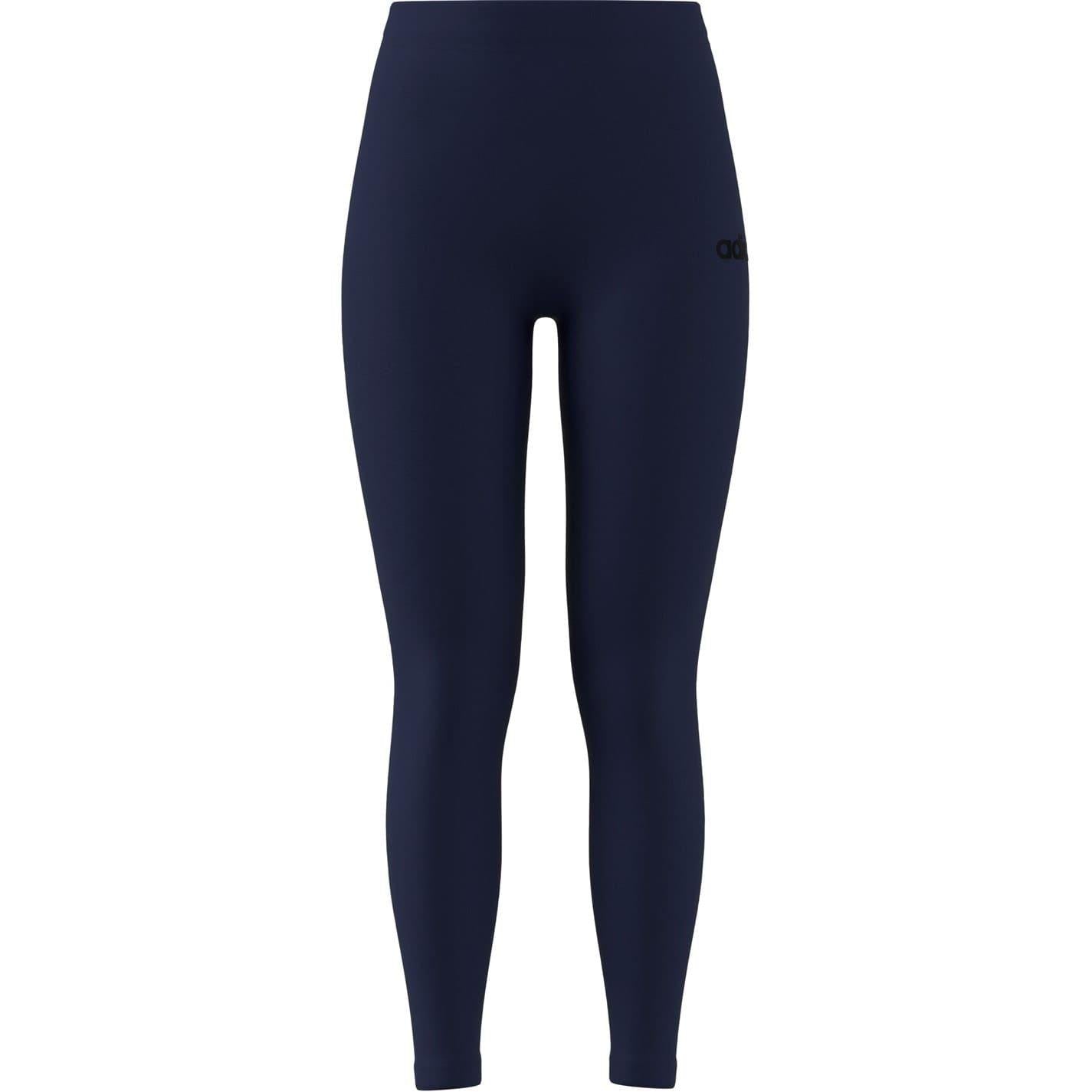 Navy-White - Front - Adidas Womens-Ladies Essentials Linear Leggings