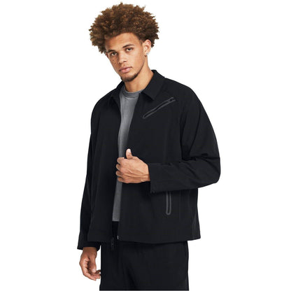 Black - Side - Under Armour Mens Vent Bomber Jacket