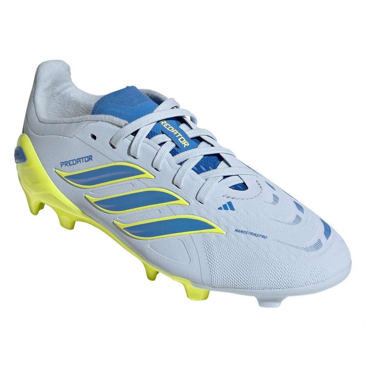 Blue-Yellow - Pack Shot - Adidas Childrens-Kids Predator Elite Snug Fit Flat Firm Ground Football Boots