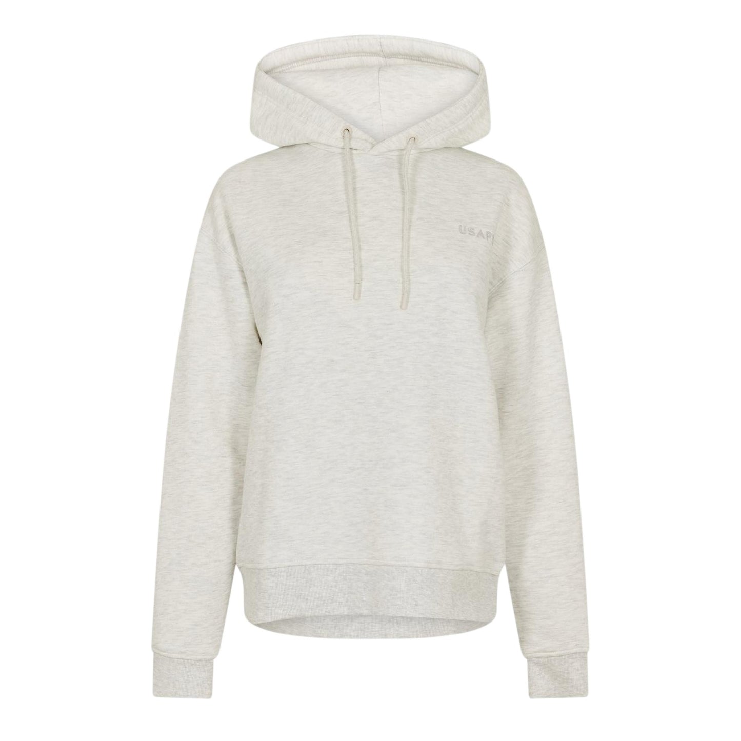 Ice Grey - Front - USA Pro Womens-Ladies Logo Marl Classic Drawstring Hoodie