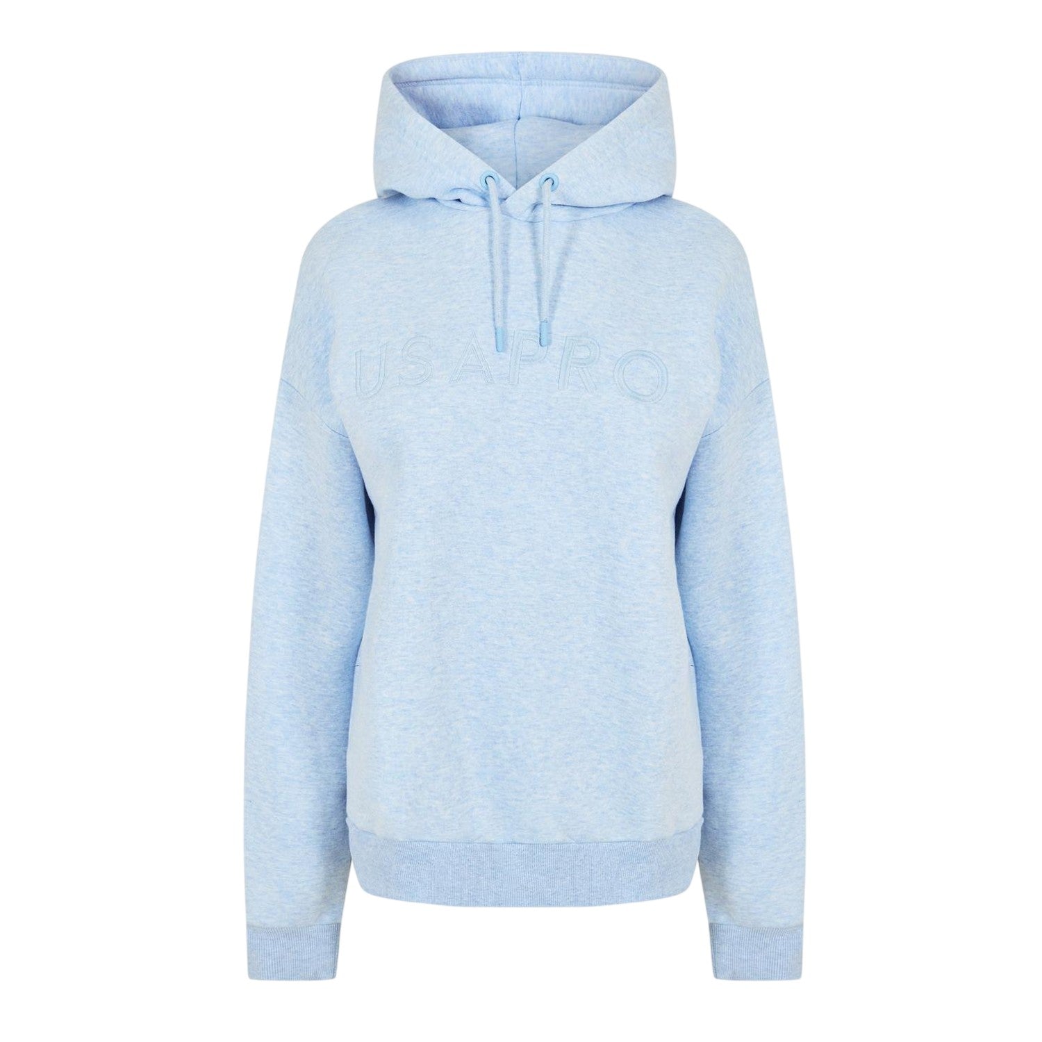Blue - Front - USA Pro Womens-Ladies Logo Marl Classic Drawstring Hoodie