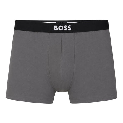 Grey-Blue-Black - Side - Boss Mens Polycotton Boxer Briefs (Pack of 3)