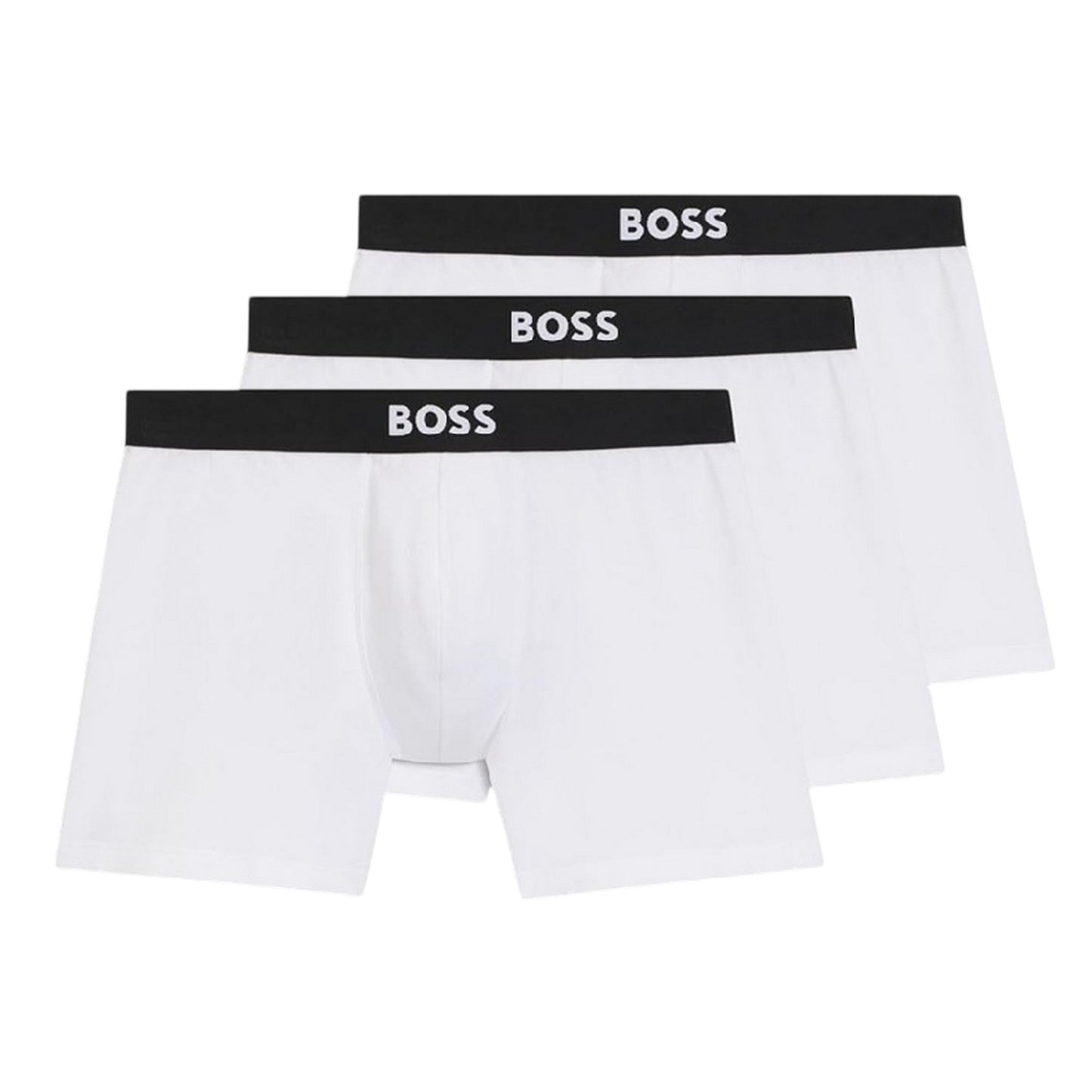 White - Front - Boss Mens Polycotton Boxer Briefs (Pack of 3)