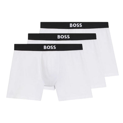 White - Front - Boss Mens Polycotton Boxer Briefs (Pack of 3)
