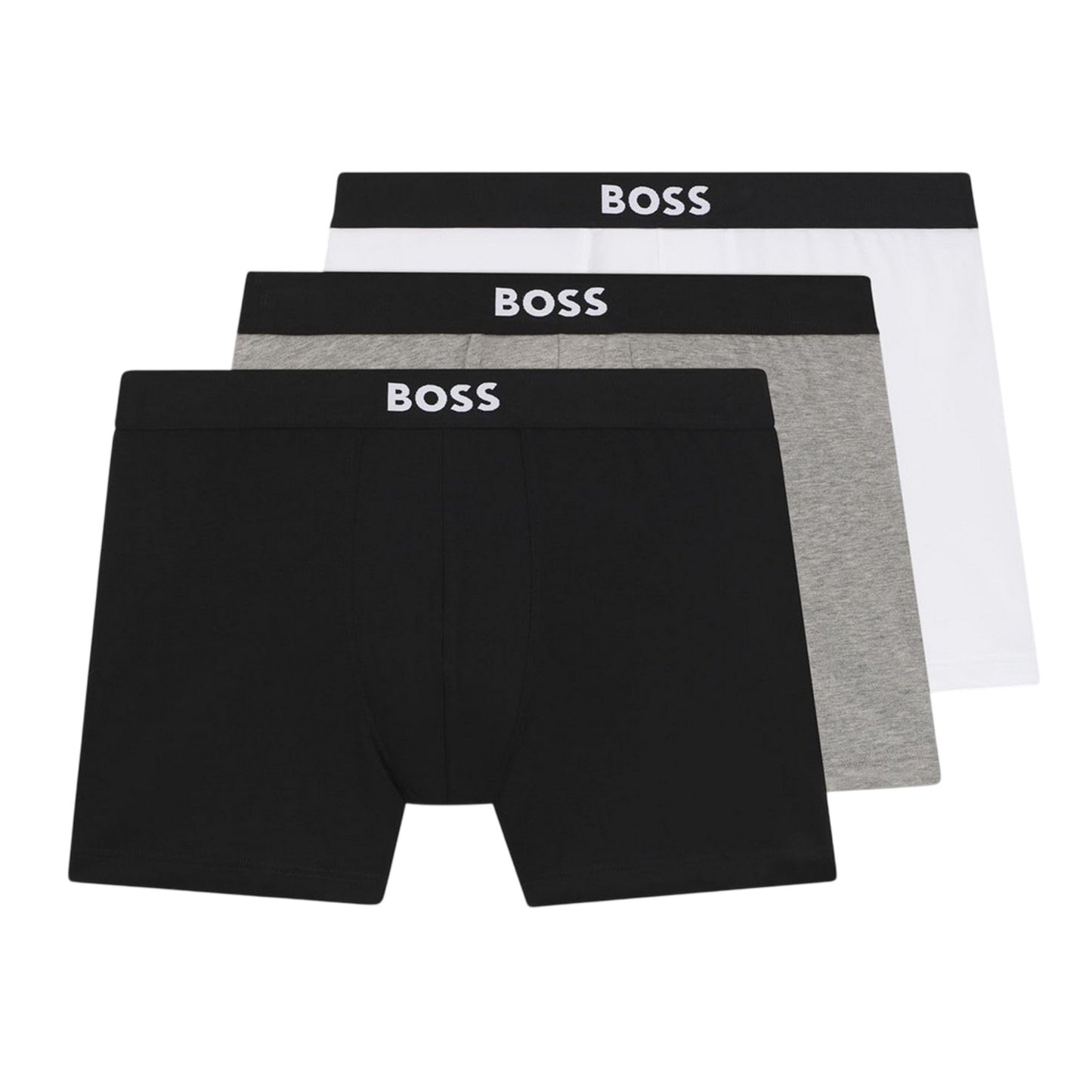 Black-White-Grey - Front - Boss Mens Polycotton Boxer Briefs (Pack of 3)