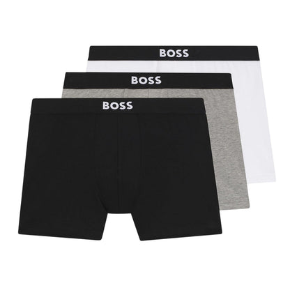 Black-White-Grey - Front - Boss Mens Polycotton Boxer Briefs (Pack of 3)