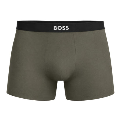 Charcoal-Green-Navy - Side - Boss Mens Polycotton Boxer Briefs (Pack of 3)