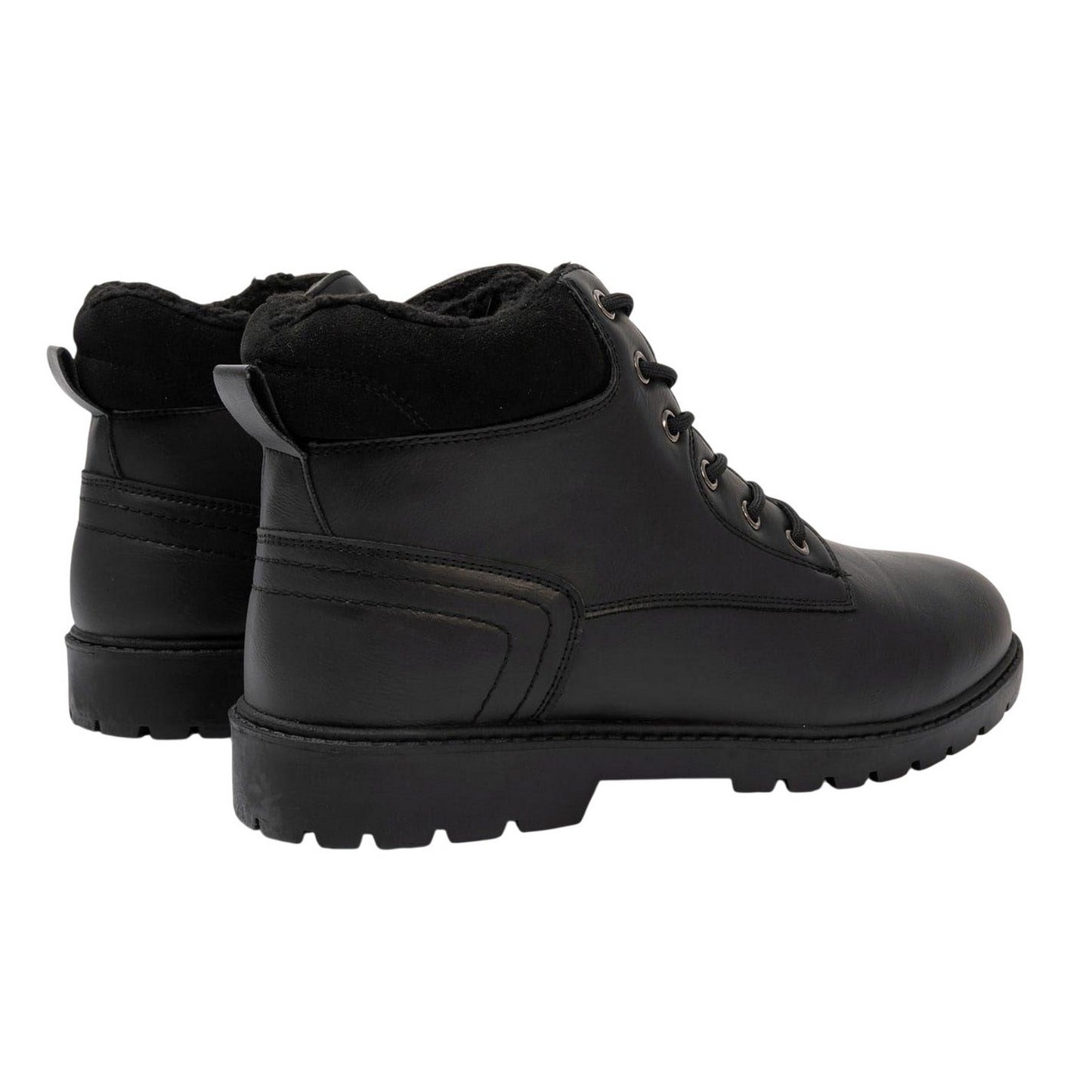 Black - Back - Nicholas Deakins Mens Faux Fur Lined Ankle Boots