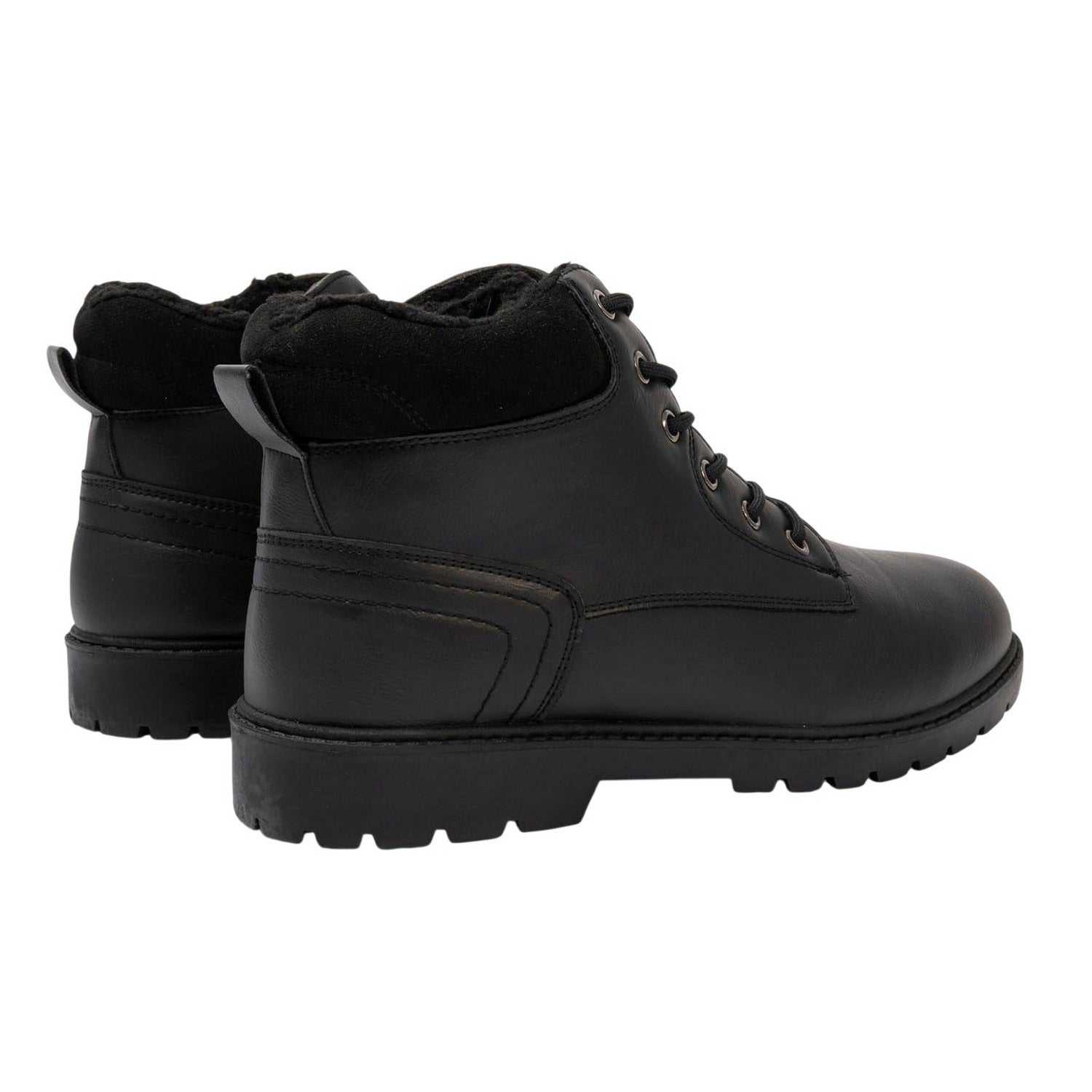 Black - Back - Nicholas Deakins Mens Faux Fur Lined Ankle Boots