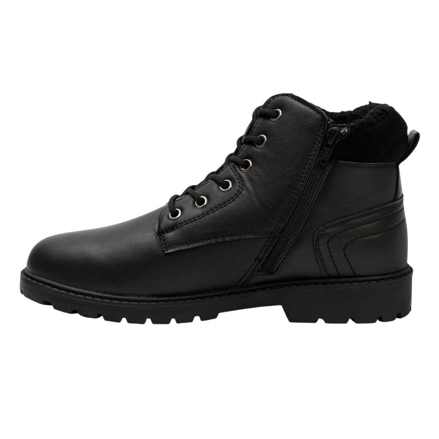 Black - Side - Nicholas Deakins Mens Faux Fur Lined Ankle Boots