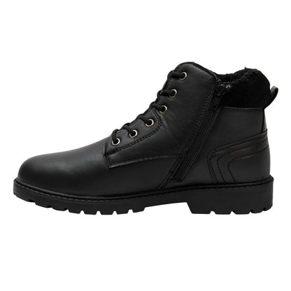 Black - Side - Nicholas Deakins Mens Faux Fur Lined Ankle Boots