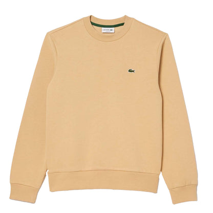 Natural - Front - Lacoste Mens Fleece Crew Neck Sweatshirt