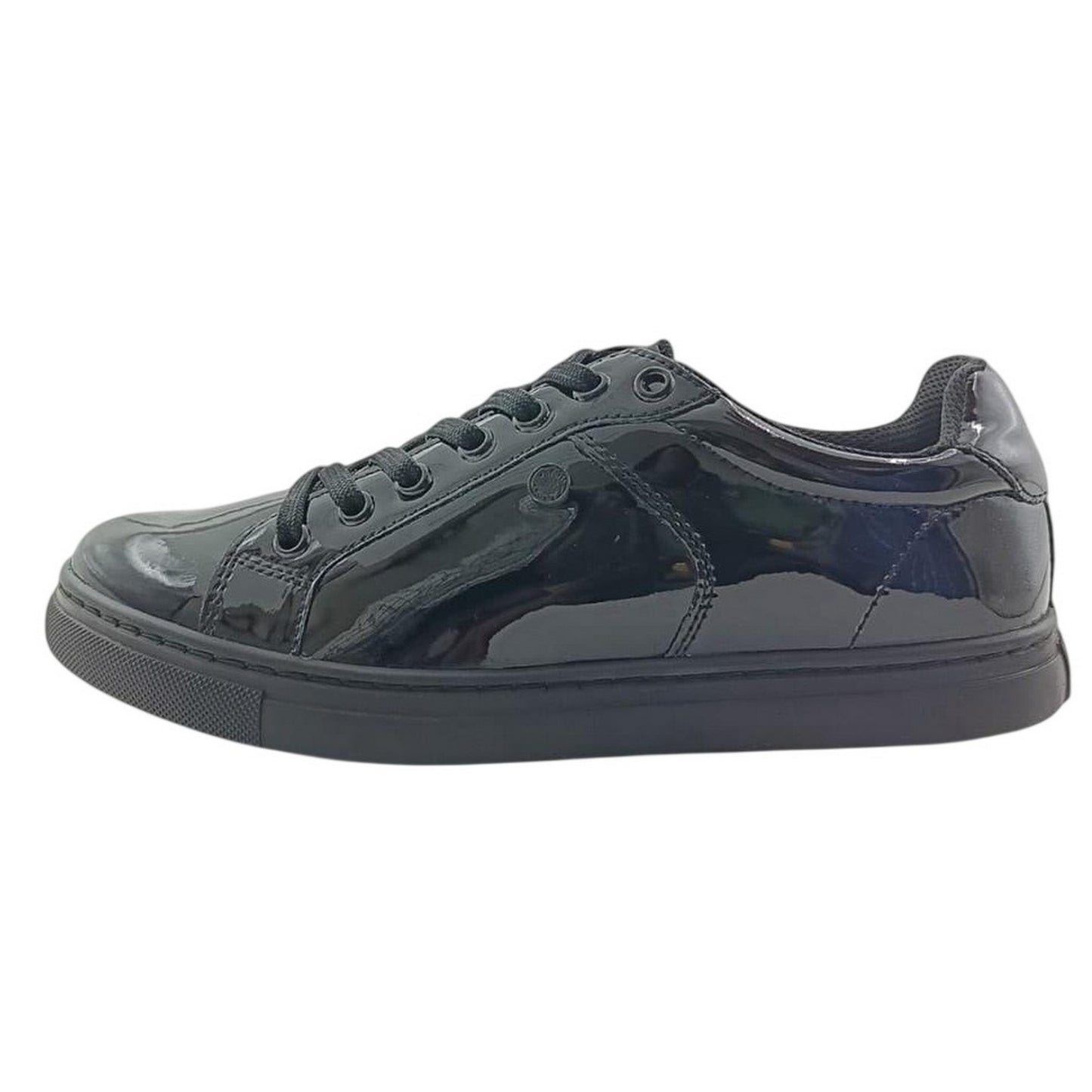 Black Patent - Side - Pretty Green Childrens-Kids School Shoes