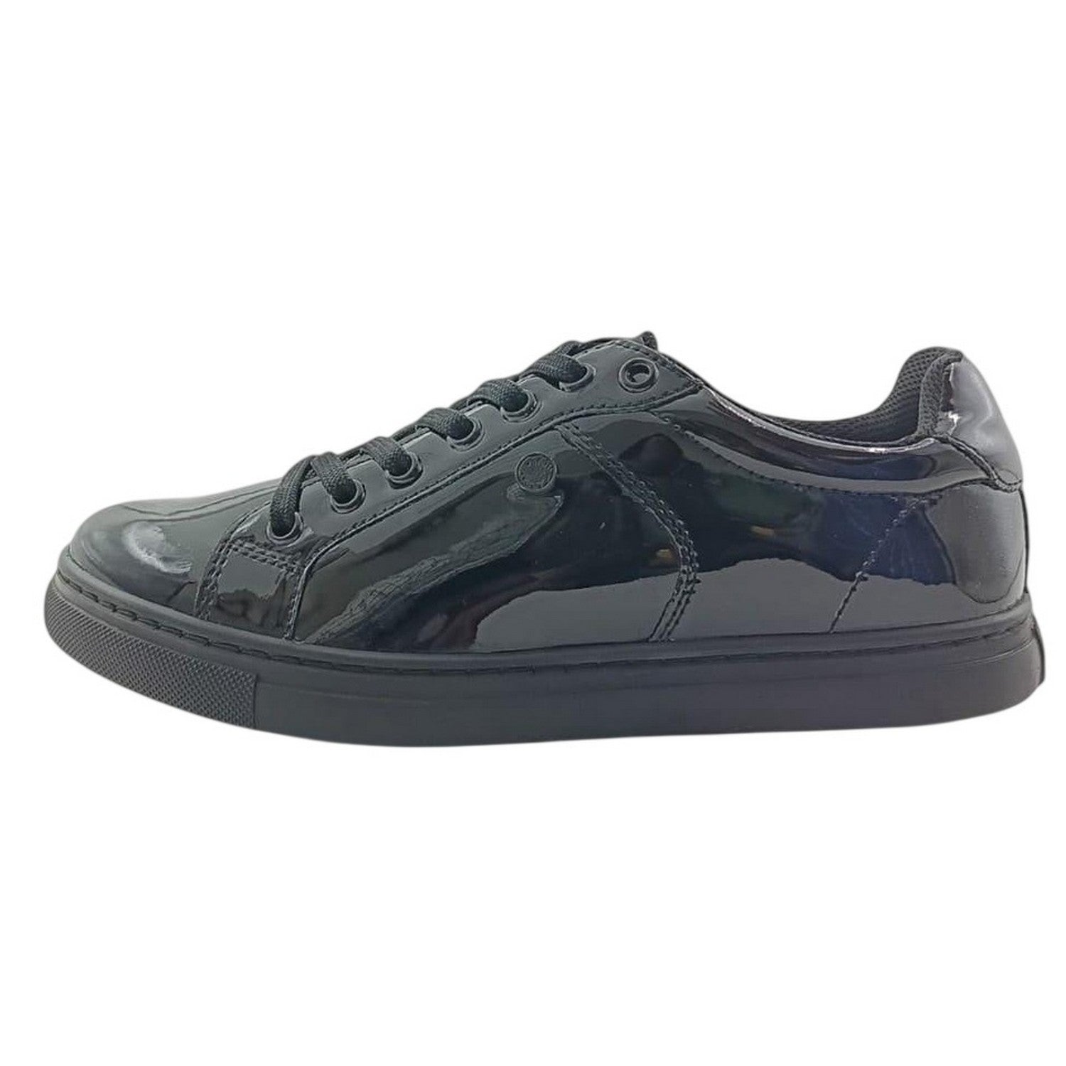 Black Patent - Side - Pretty Green Childrens-Kids School Shoes