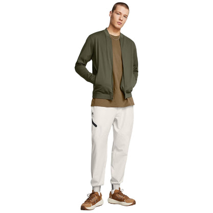 Green - Side - Under Armour Mens Moisture Wicking Bomber Jacket