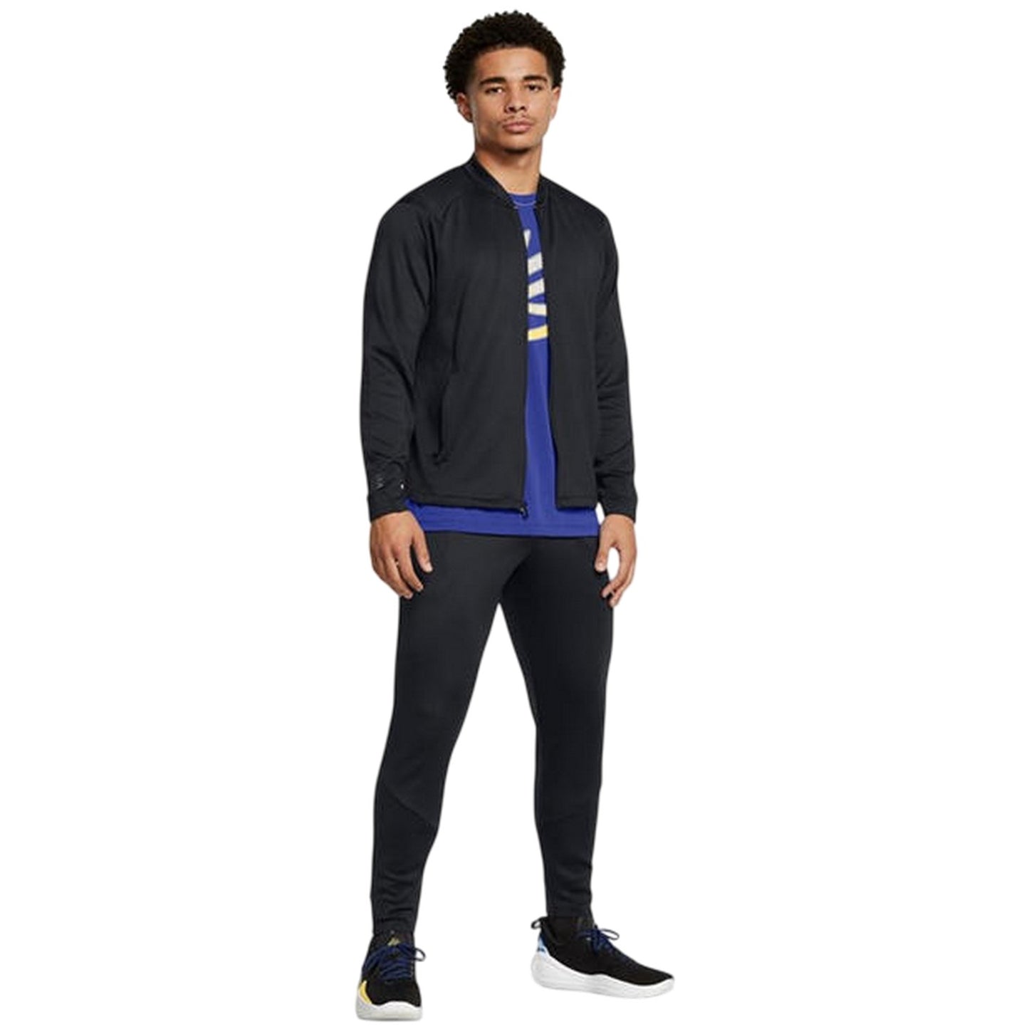 Triple Black - Side - Under Armour Mens Curry Moisture Wicking Raglan Travel Jacket