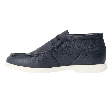Dark Blue - Back - Boss Mens Sienne Desb Leather Chukka Boots