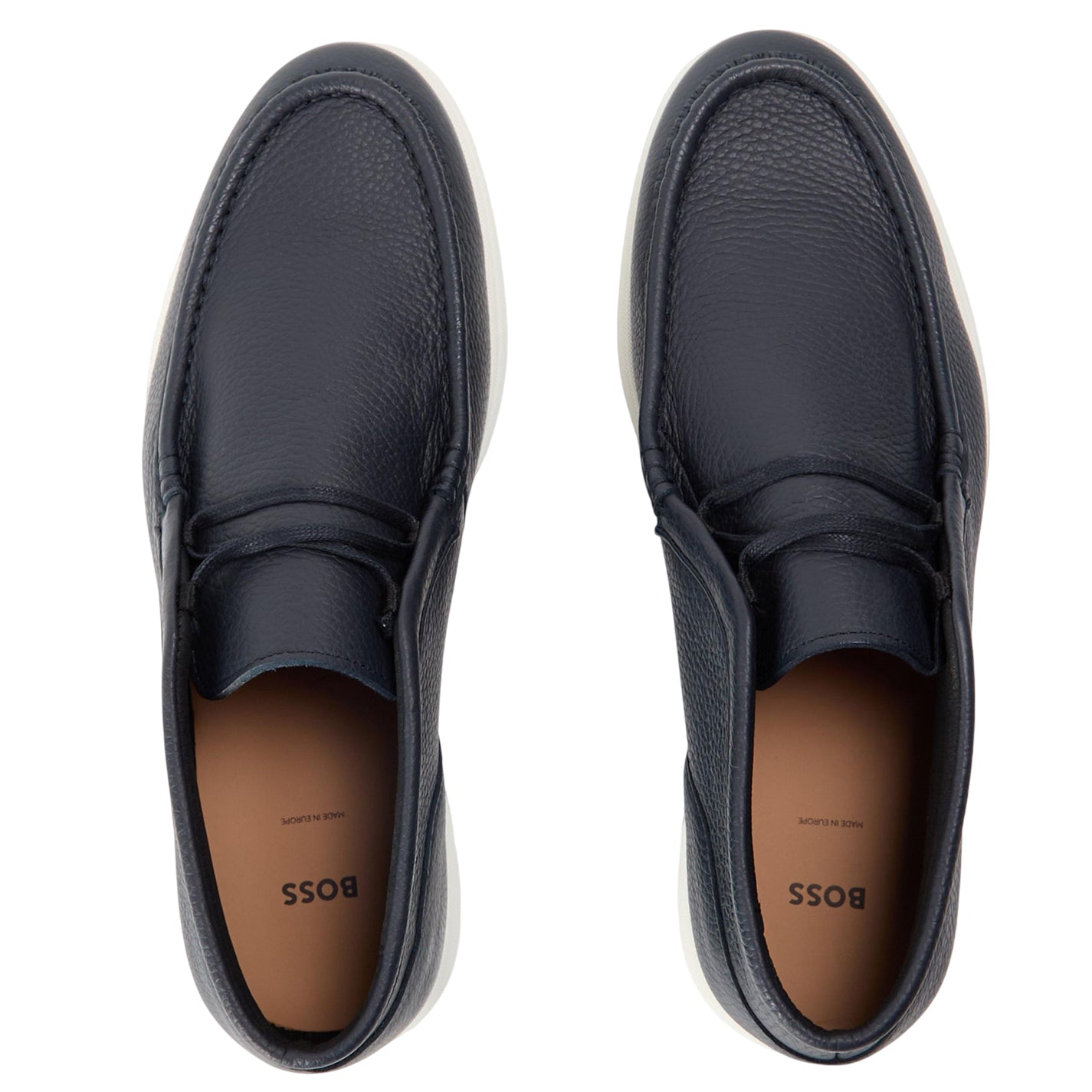 Dark Blue - Side - Boss Mens Sienne Desb Leather Chukka Boots