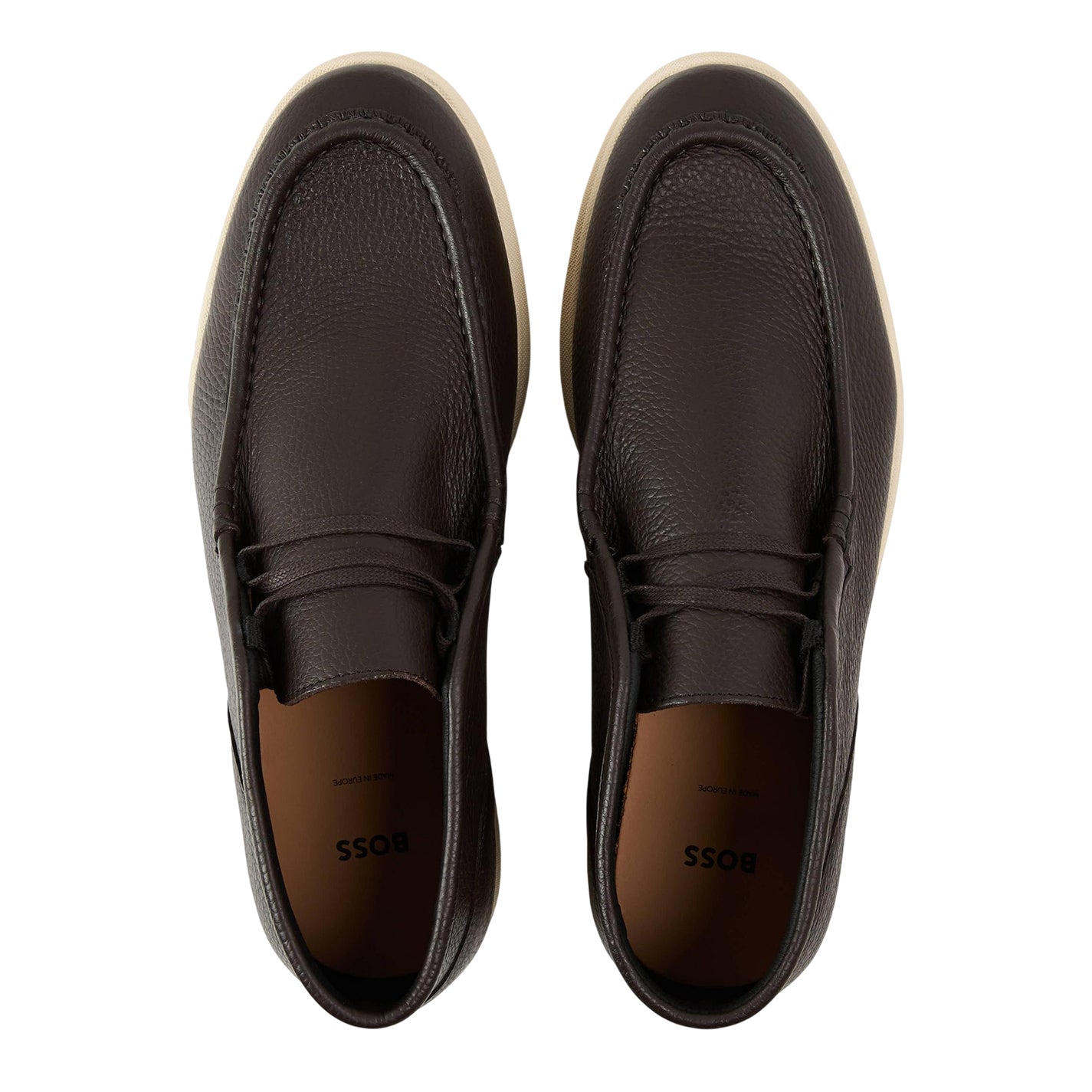 Dark Brown - Side - Boss Mens Sienne Desb Leather Chukka Boots