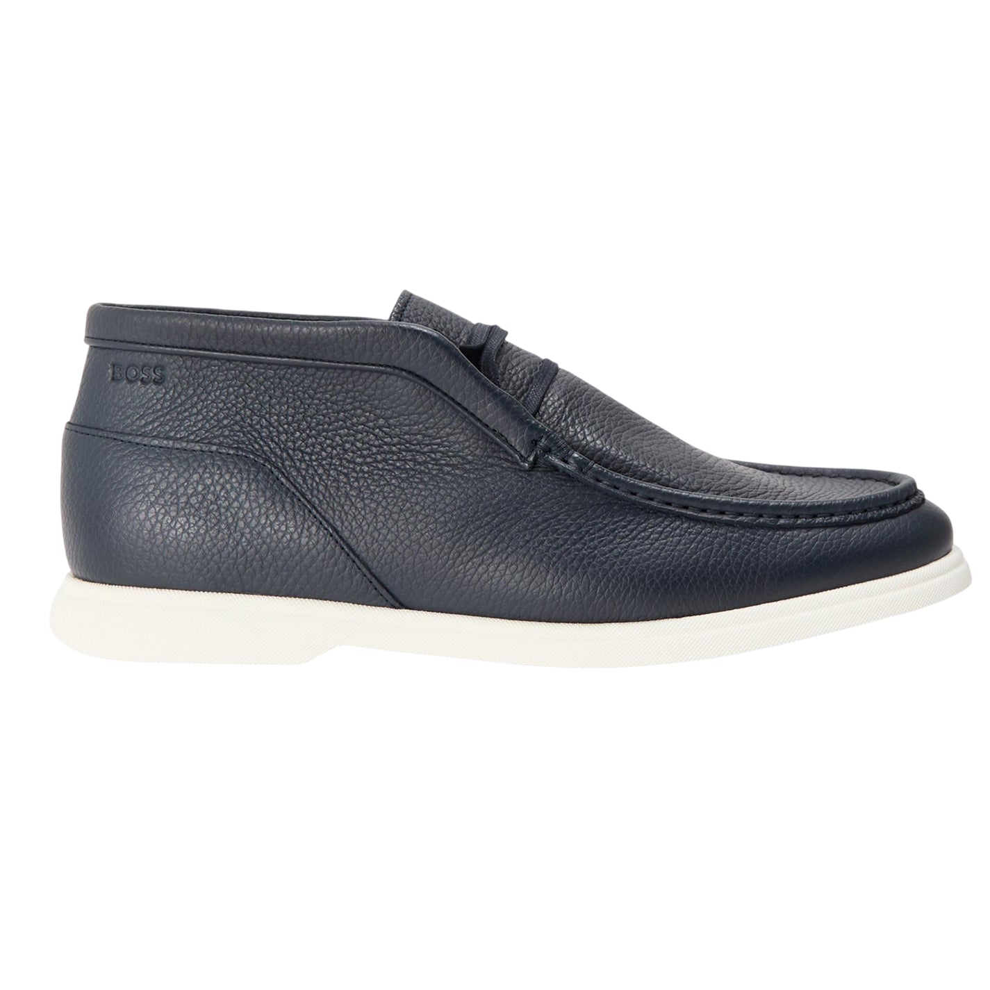 Dark Blue - Front - Boss Mens Sienne Desb Leather Chukka Boots