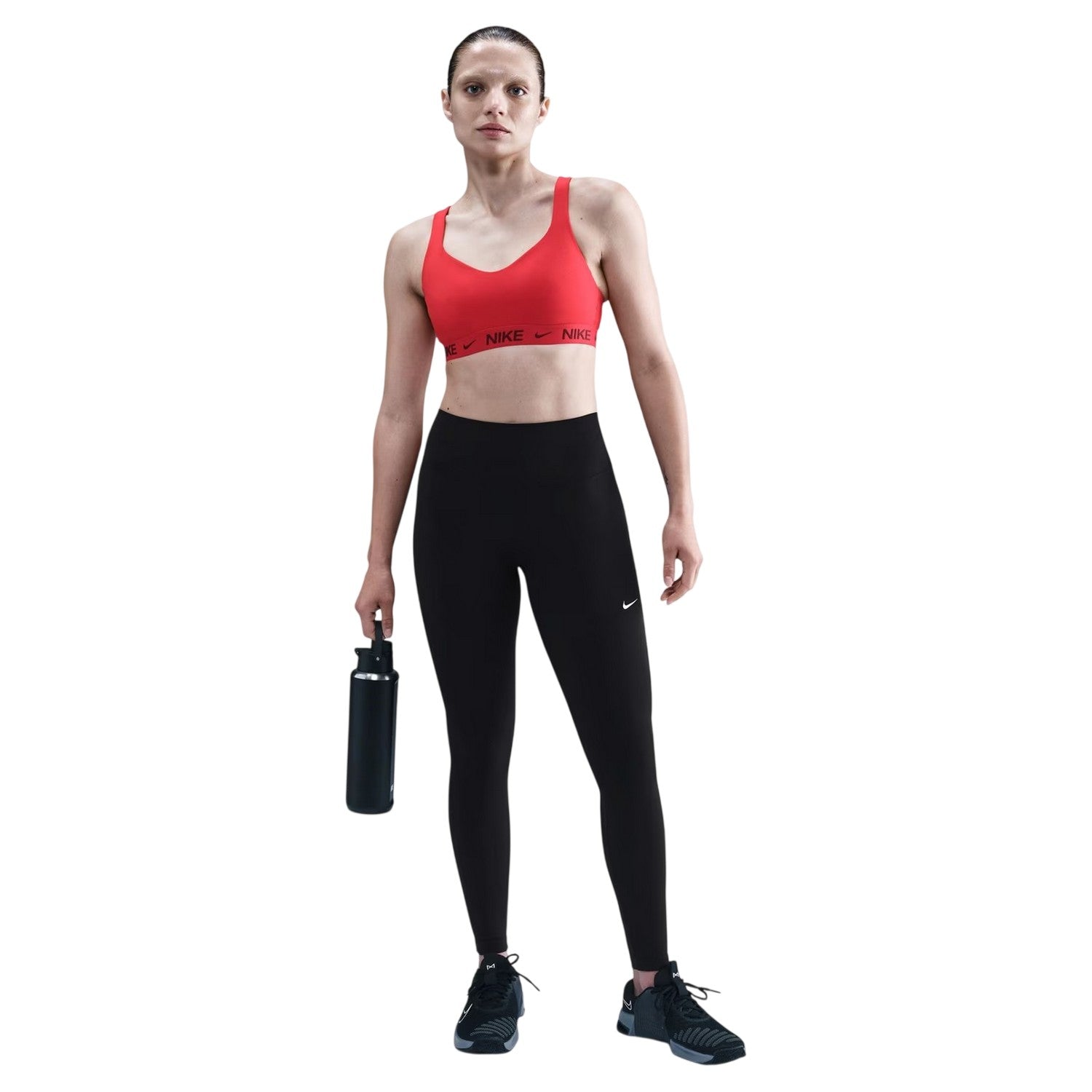 Black - Side - Nike Womens-Ladies One Polyester High Waist Leggings