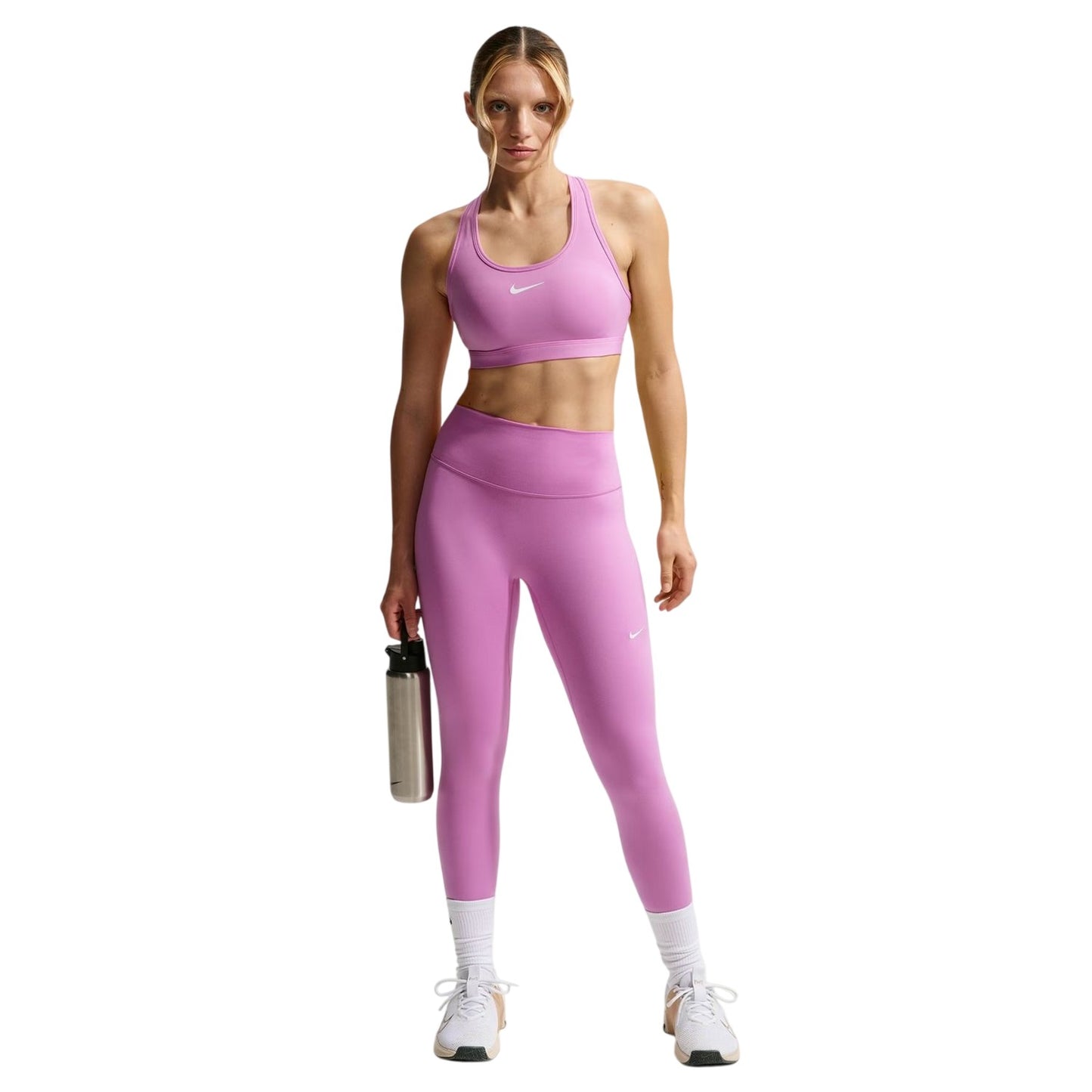 Magenta - Side - Nike Womens-Ladies One Polyester High Waist Leggings
