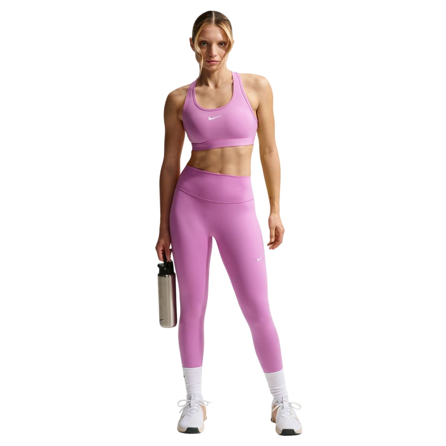 Magenta - Side - Nike Womens-Ladies One Polyester High Waist Leggings