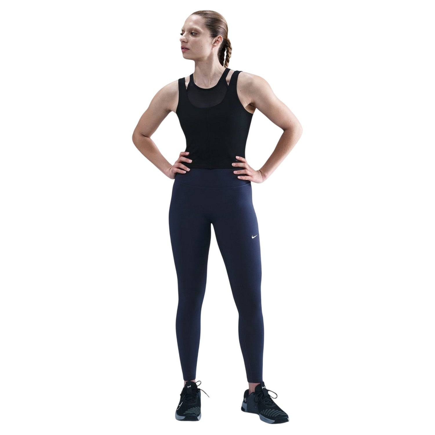 Midnight Navy - Side - Nike Womens-Ladies One Polyester High Waist Leggings