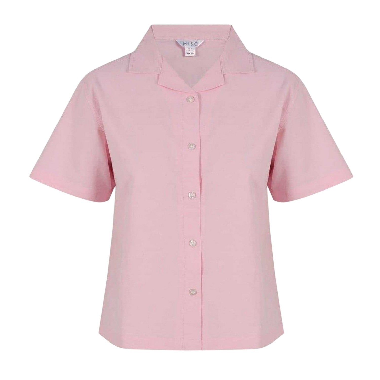 Pink - Side - Miso Womens-Ladies Notch Neck Short-Sleeved Top & Bottom Set