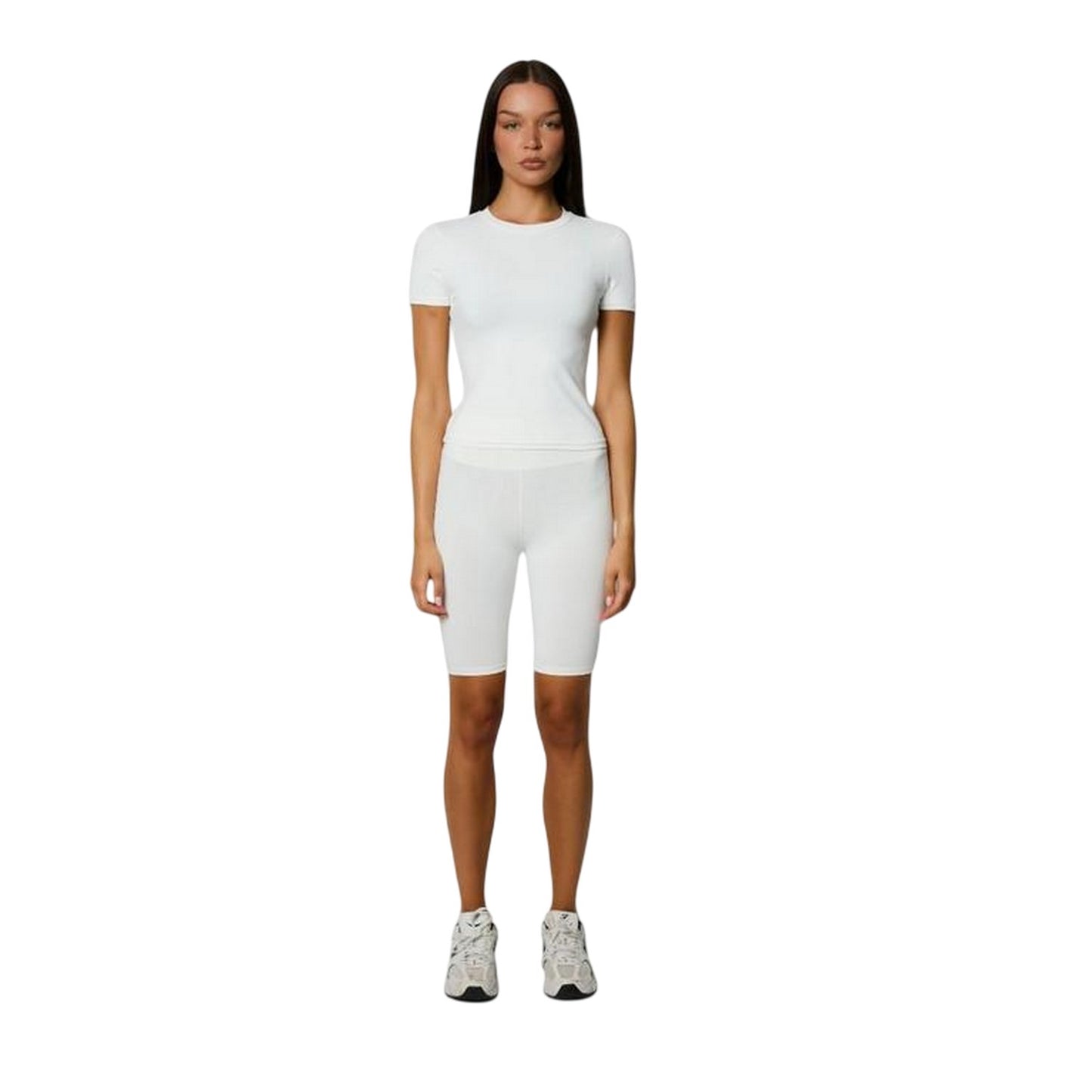 White - Back - Honeyz Womens-Ladies Signature Slim Cycling Shorts
