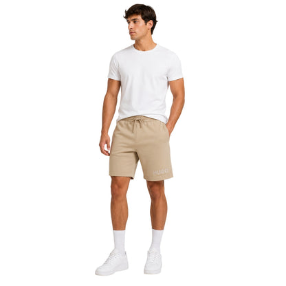 Medium Brown - Side - Hugo Mens Dinkoe Cotton Logo Sweat Shorts