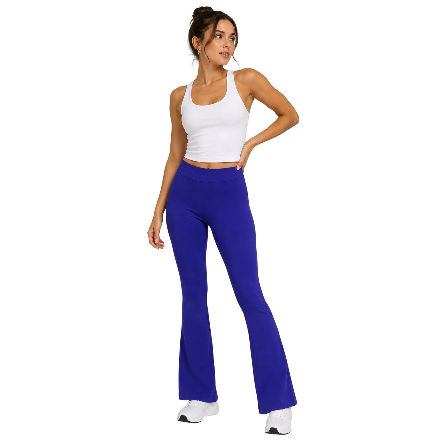 Purple - Side - Off White Womens-Ladies Leggings