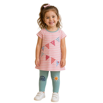 Multicoloured - Side - Lilly & Sid Baby Girls Bunting Top & Bottom Set